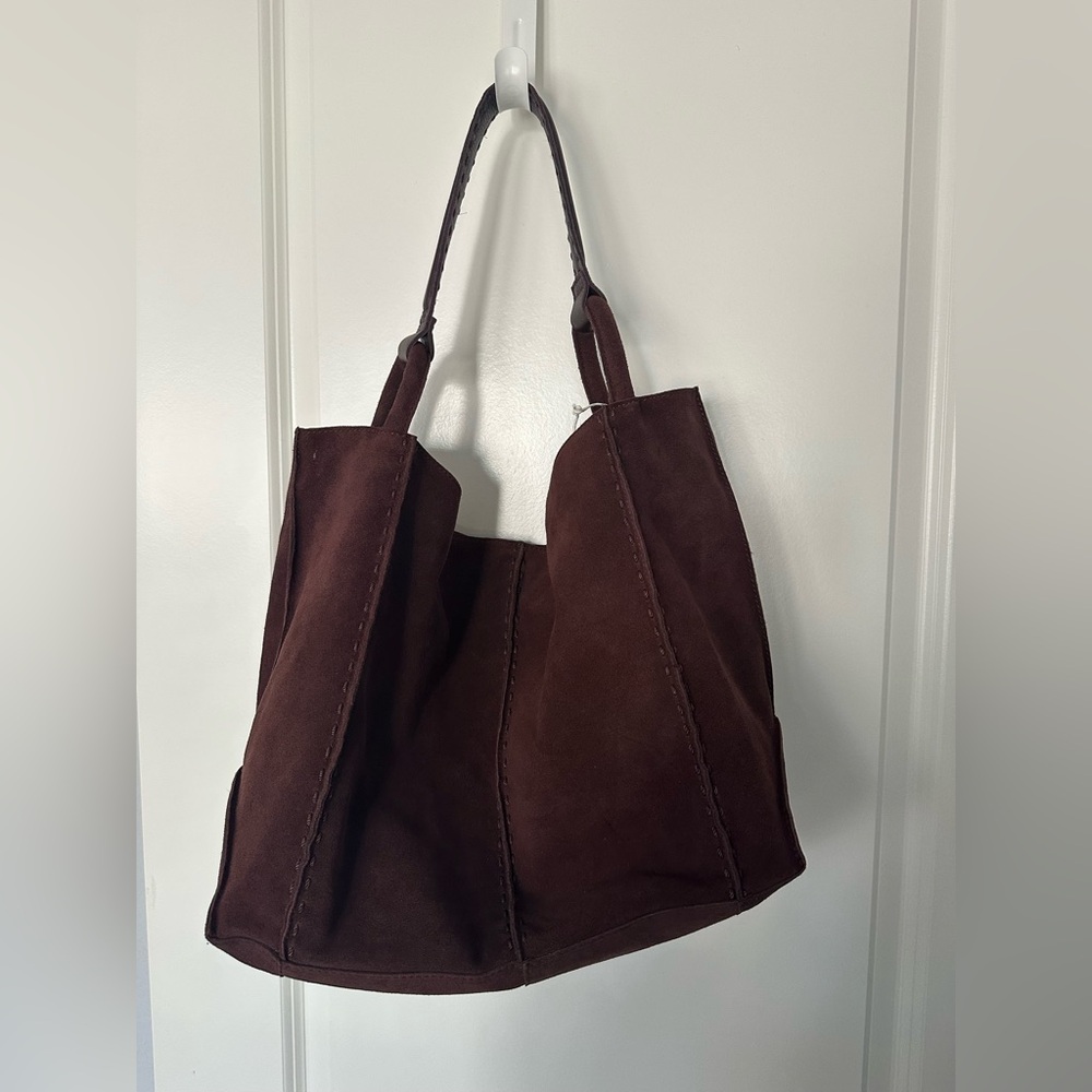 Los Feliz Large Tote in Mahogany Suede - The Sak